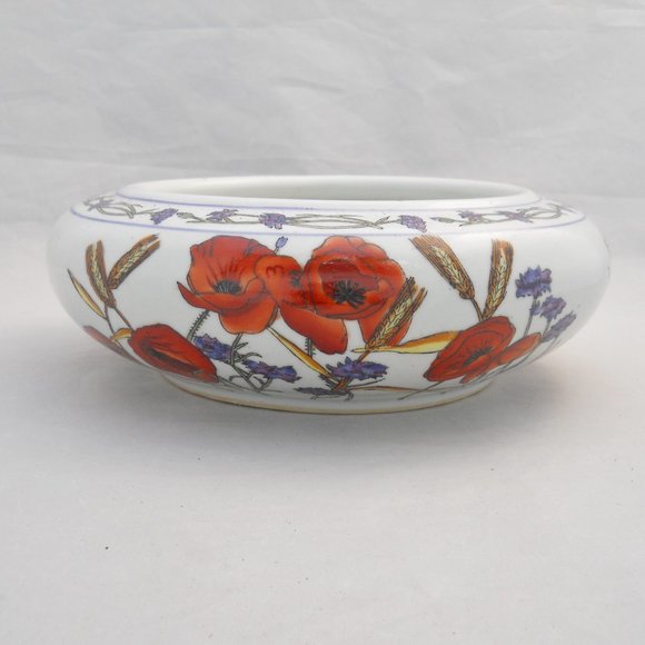 Planter Bowl, New England Pottery, 9", Poppies & Wheat - Picture 1 of 8